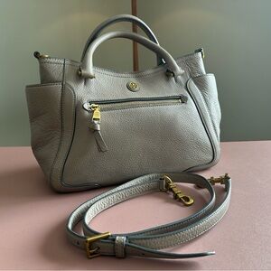 Tory Burch, Frances Pebbled Gray Satchel